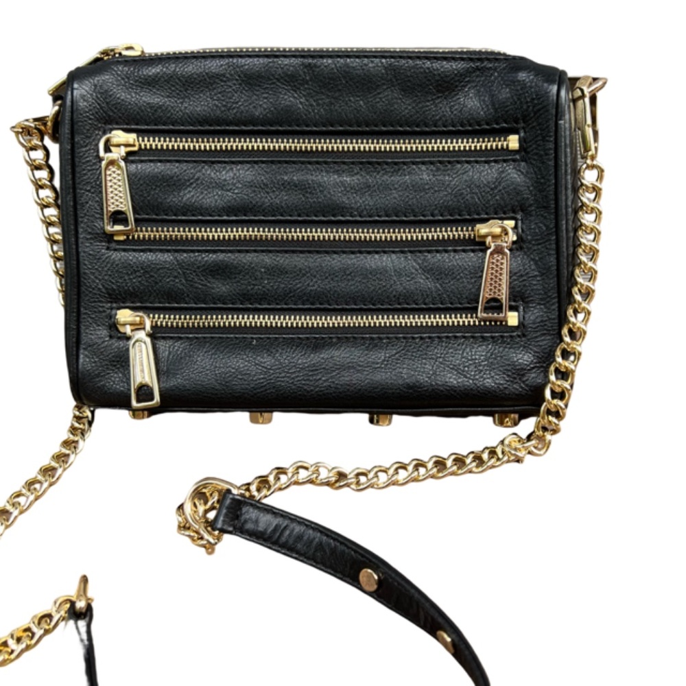 Rebecca Minkoff Mini 5-Zip Crossbody Bag, Black Leather